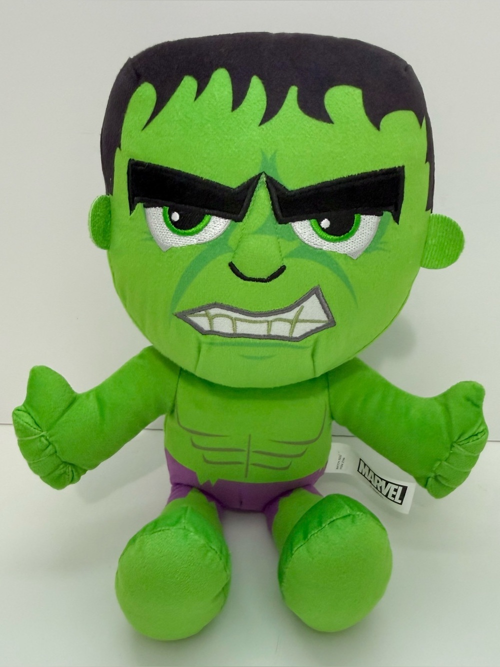 13” Marvel Green Hulk Plush with Purple Shorts